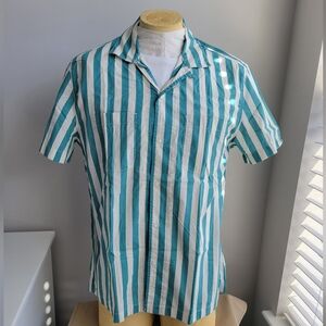 J. Crew Short-sleeve stripe cotton camp-collar shirt